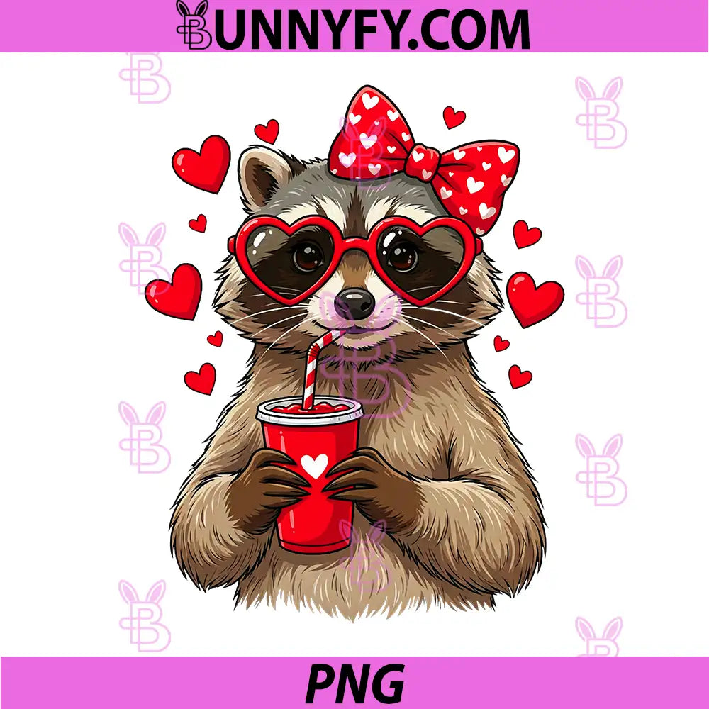 Raccoon Lover Drinking PNG, Coffee Valentines PNG
