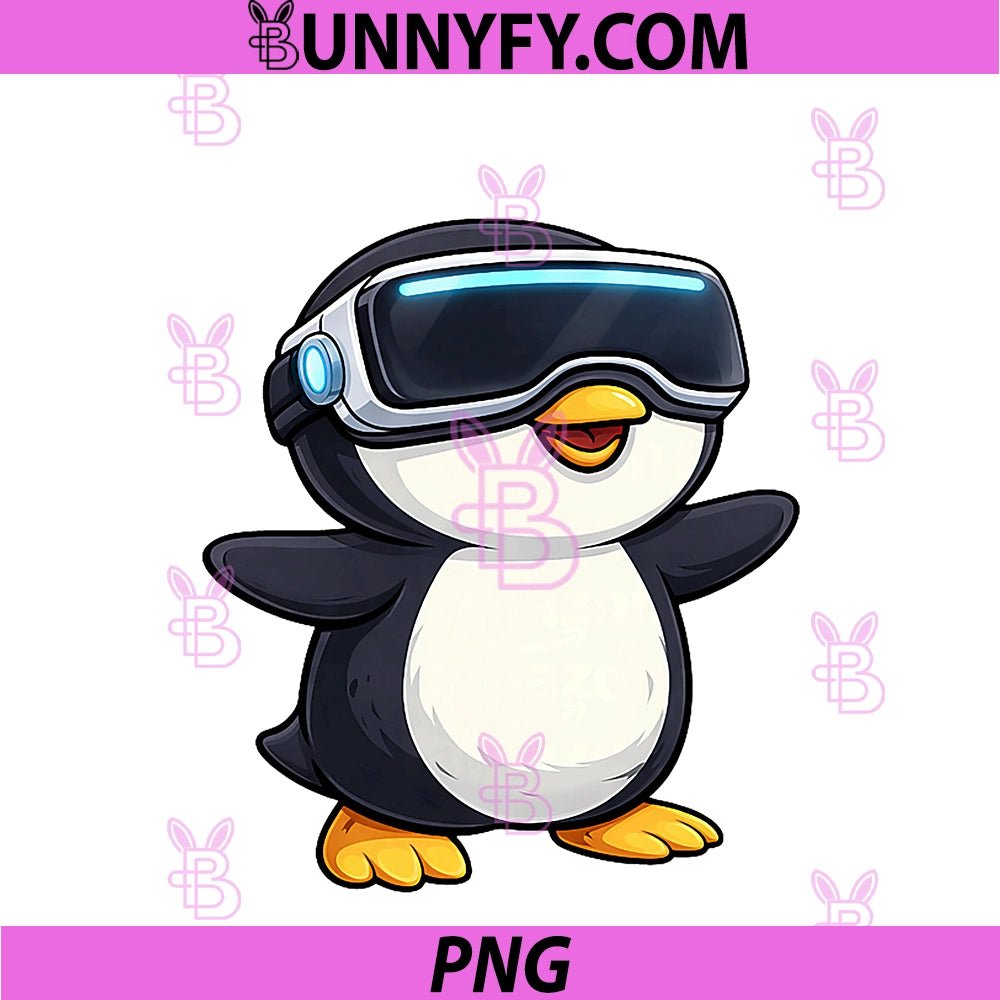 Cute Virtual Reality PNG, Gamer Penguin Cartoon PNG