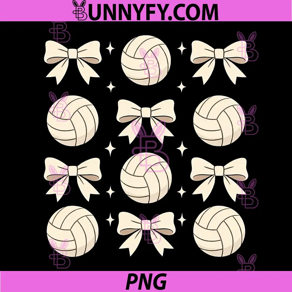 Cute Volleyball Bow PNG, Pattern Aesthetic Sports Design PNG