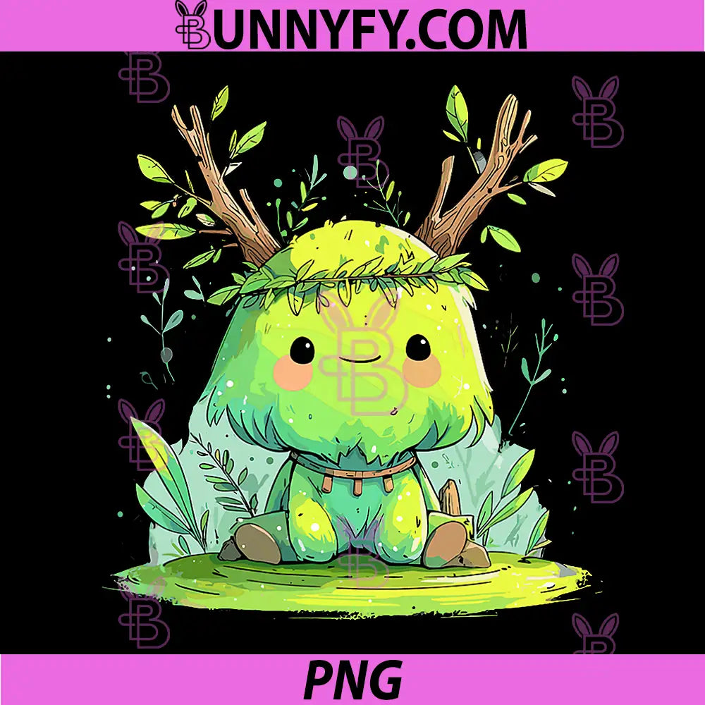 Cute Woodland Moss PNG, Spirit Antler Nature Guardian PNG