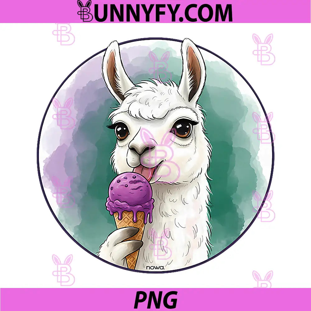 Cute and Sweet PNG, Llama EATS ICE Cream PNG