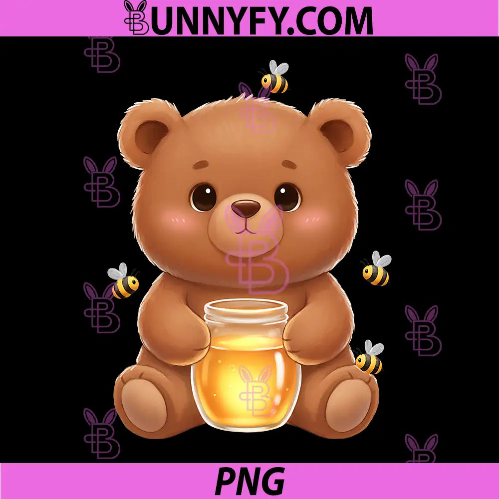 Cute with Honey PNG, Jar and Bees Animal Lover PNG