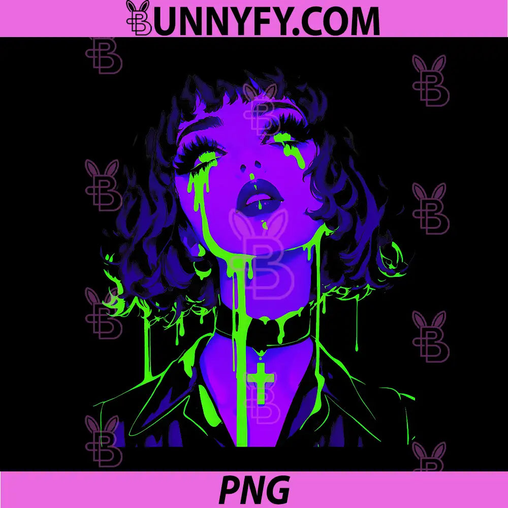 Cybergoth Cybercore Grunge PNG, Punk Goth Girl Alt Anime Manga PNG