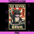 DJ Cat Music Six Seven Bruh PNG, Meme Cats Lover Vintage Style PNG