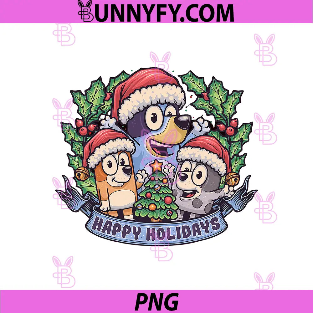 Happy Holidays Cute Christmas Family And Tree PNG, Winter Holiday Design PNG