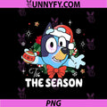 Tis The Season Bluey Christmas Wreath PNG, Santa Hat Holiday PNG