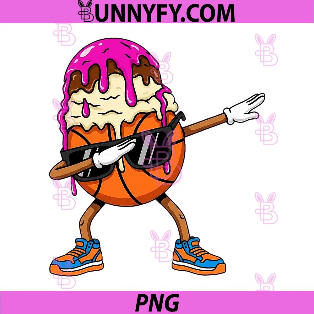 Dabbing Basketball Drip PNG, Ice Cream Football PNG