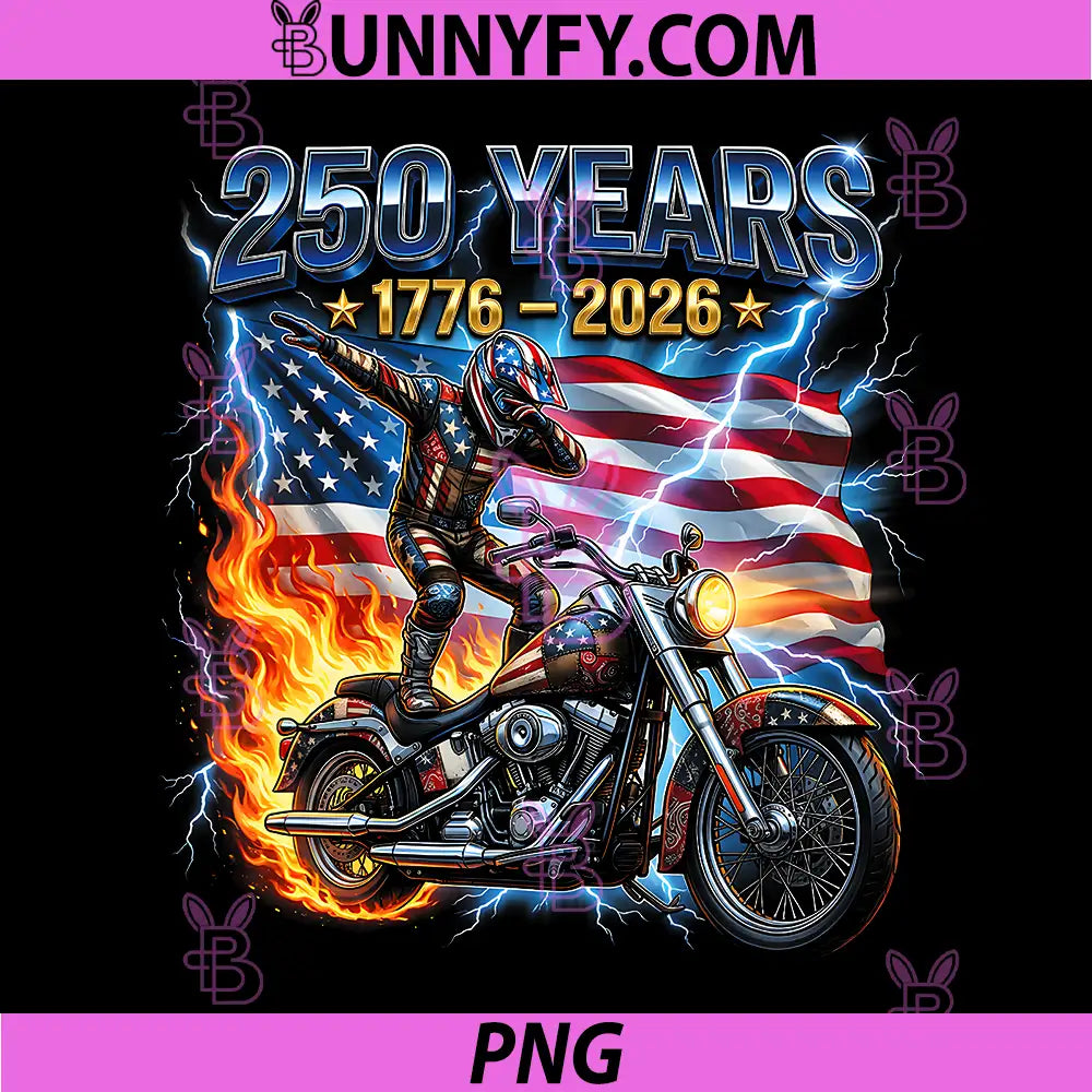 Dabbing Motorcycle Biker 250 Years PNG, American Anniversary PNG