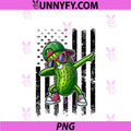 Dabbing Pickle Retro American Flag PNG, Pickle Cucumber PNG
