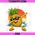 Dabbing Pineapple Sunglasses Cartoon PNG, Tropical Fruit Sunset PNG