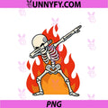 Dabbing Skeleton Fire PNG, Funny Skull Dab Dance Humor Flames PNG