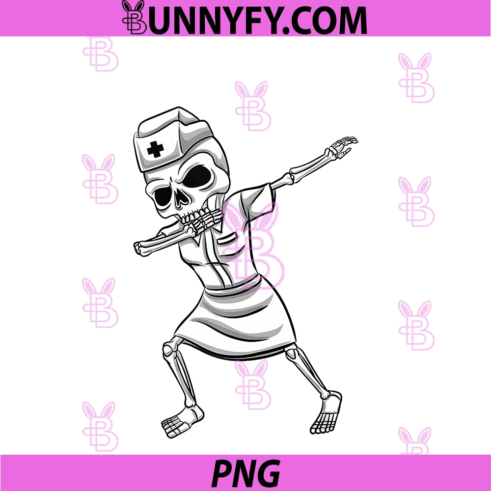 Dabbing Skeleton Nurse PNG, Halloween PNG