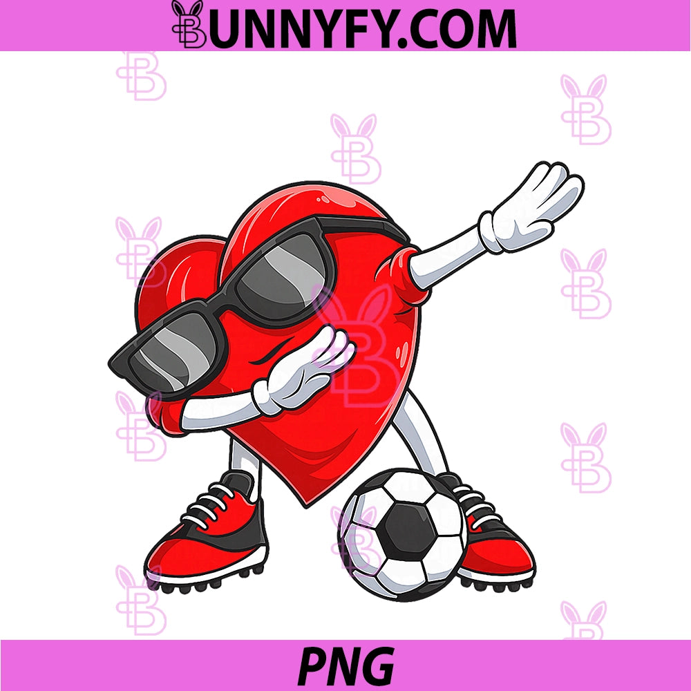 Dabbing Soccer Valentines Boys PNG, Valentines Heart PNG
