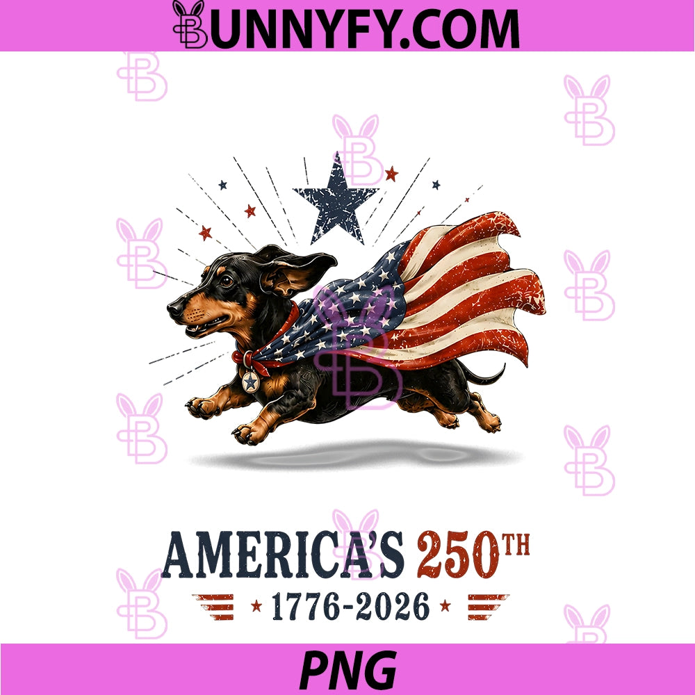 Dachshund America's 250th PNG, Patriotic Dog 4th Of July PNG