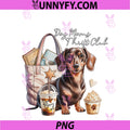 Dachshund Dog Moms PNG, Coffee And Thrifting PNG