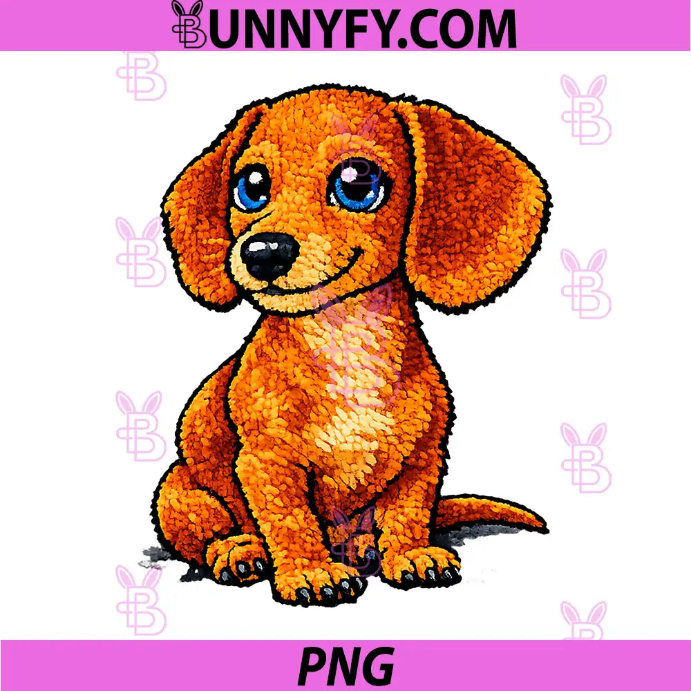 Dachshund Latch Hook Yarn PNG, Look Wiener Sausage Dog Cute Puppy PNG