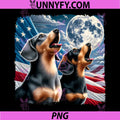 Dachshund Lover 4th of July PNG, American Flag Howling Dachshunds PNG