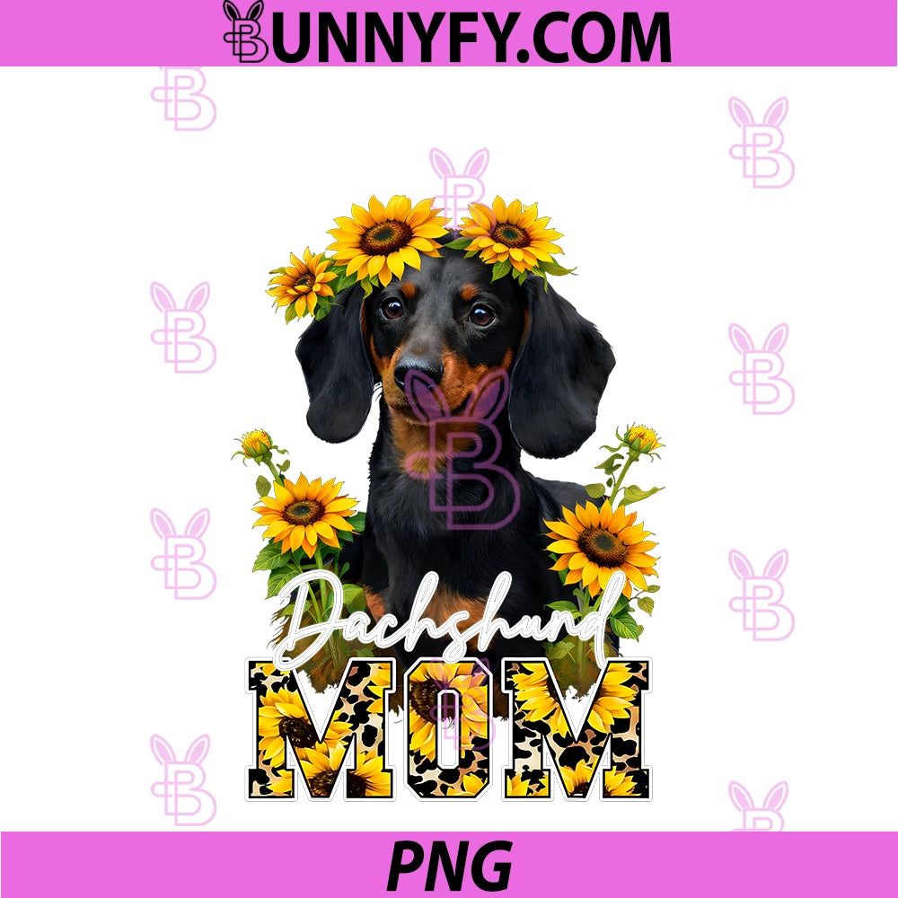 Dachshund Mom PNG, Sunflower Dachshund Cute Pet Dog Mom Puppy PNG
