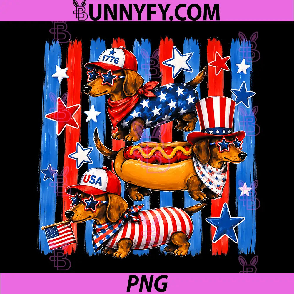Dachshund Patriotic Weiner Dog PNG, American Flag Patriotic Day PNG