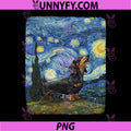 Dachshund Wiener Dog Howling PNG, At Moon Starry Night Van Gogh PNG