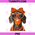 Dachshund with Sunglasses Bubblegum PNG, Coquette Dog Halloween PNG