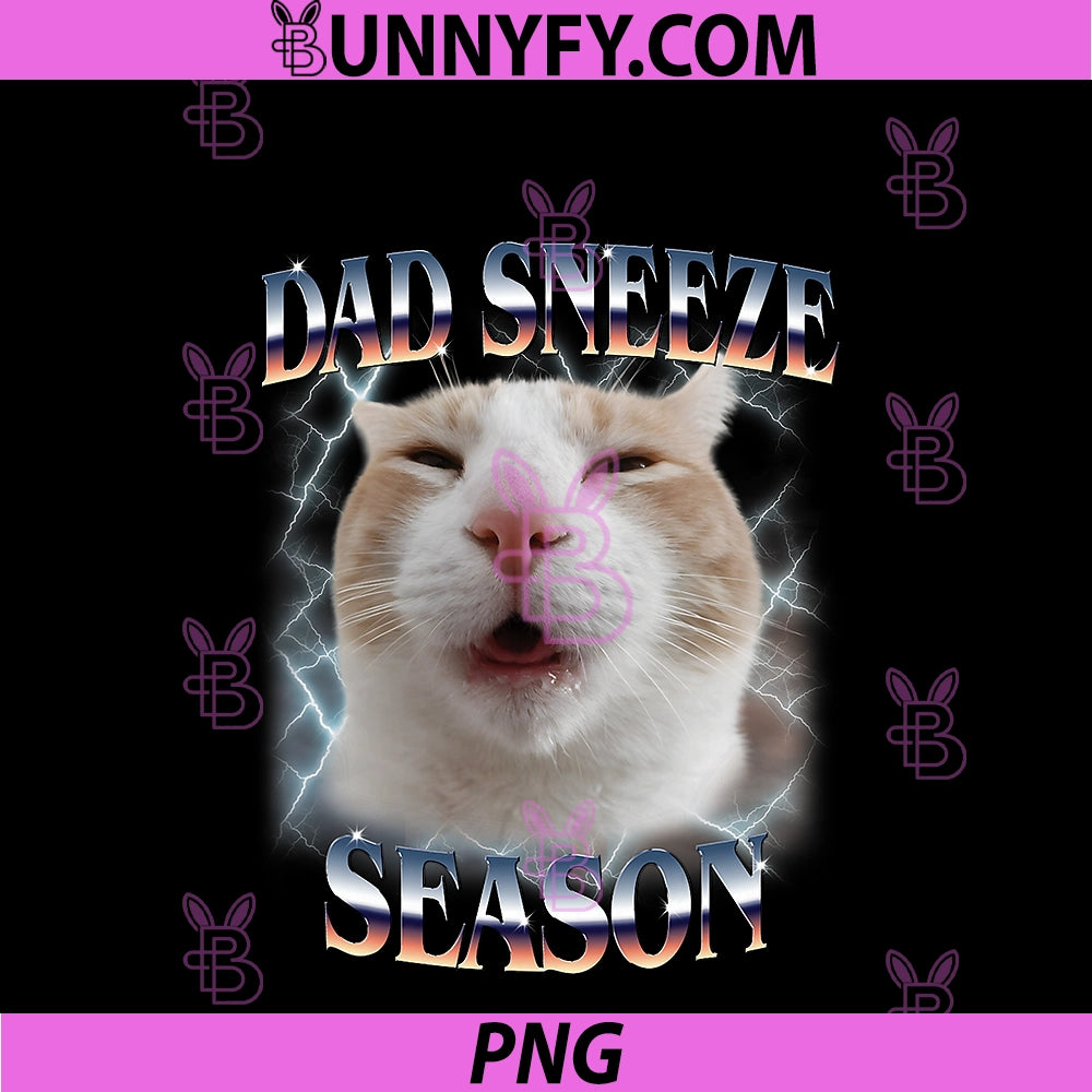 Dad Sneeze Season PNG, Allergic Silly Meme Cat PNG