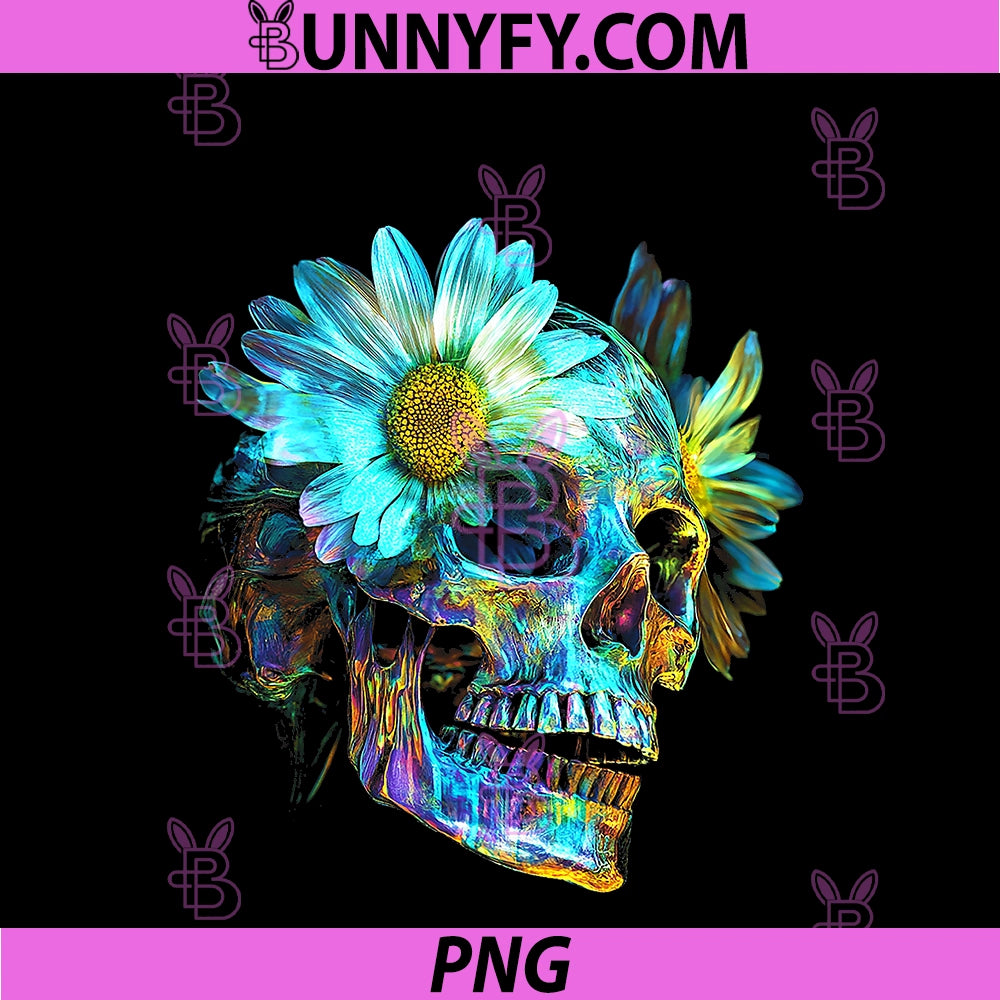 Daisy Flower Skull Art Abstract Colorful PNG, Graphic Daisy PNG