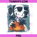 Dalmatian Dog With Sunglasses Tropical Sunset PNG, Dalmatian Beach Palm Tree Design PNG