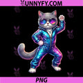 Cool Dancing Cat Wearing Galaxy Jumpsuit PNG, Disco Party Kitty PNG