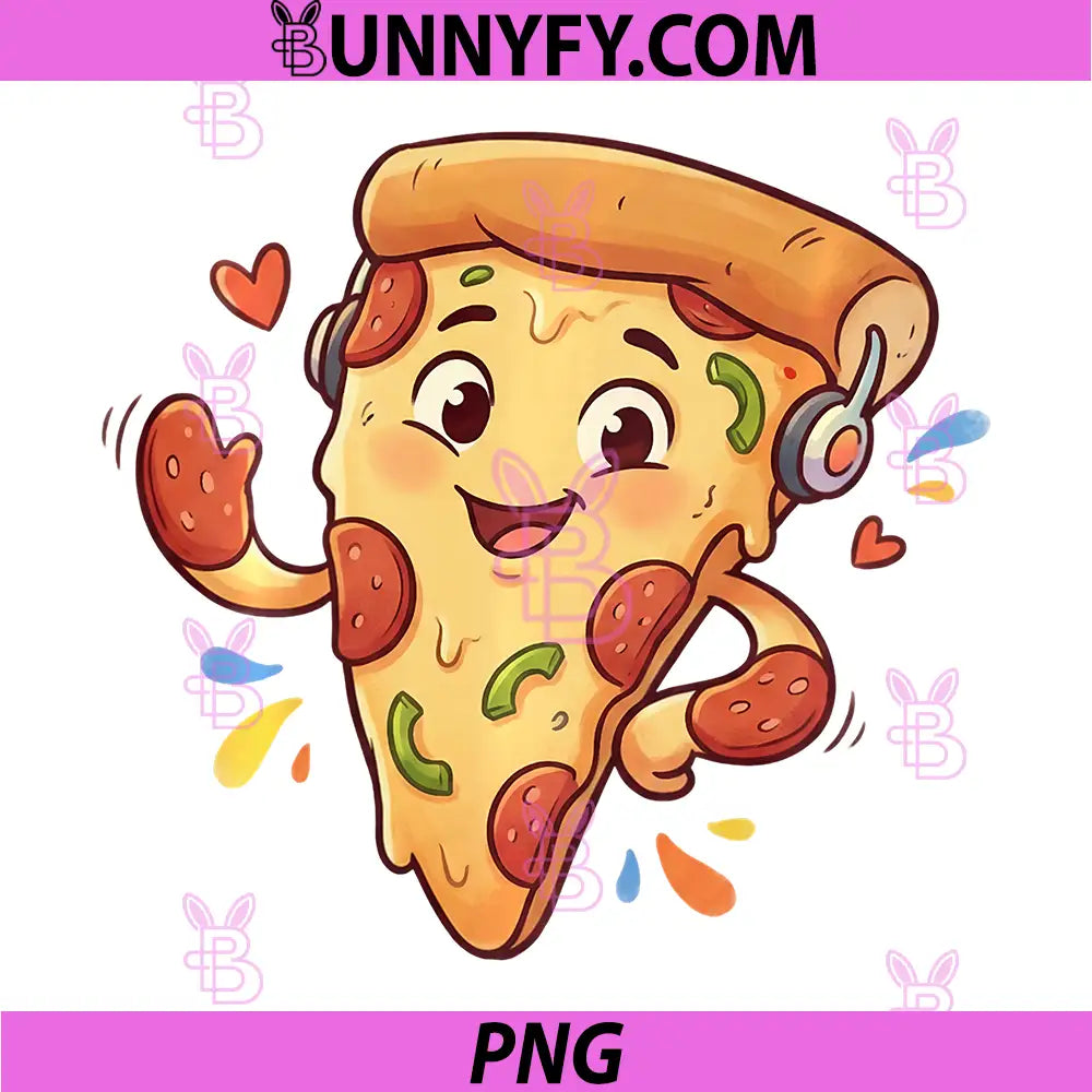 Dancing Headphones PNG, Pizza Slice Cute Cartoon PNG