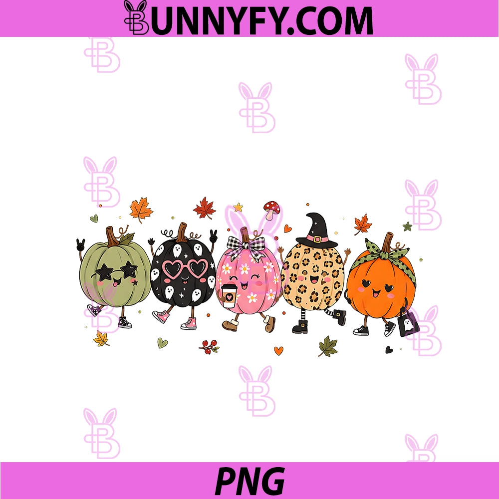 Dancing Kawaii Pumpkin Friends Spooky PNG, Season Fall Halloween PNG