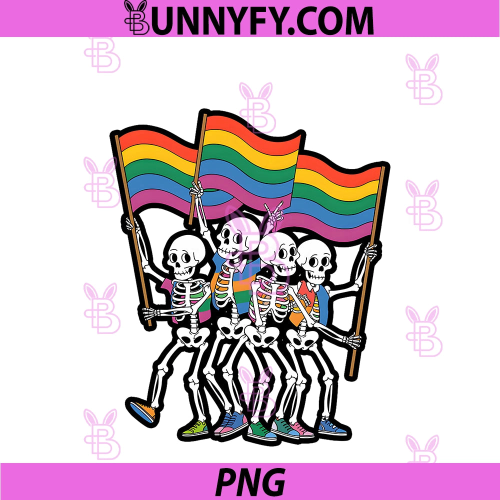 Dancing Skeletons PNG, With Pride Flags PNG