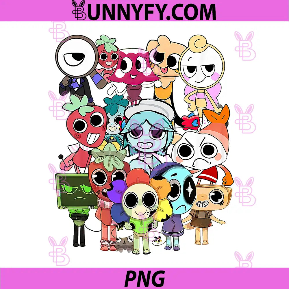 Dandy Cartoon Character Group PNG, Cute Game Style Sticker Clipart PNG