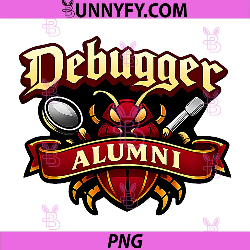 Debugger Alumni PNG, Bug Logo Maroon Gold Debugging Humor PNG