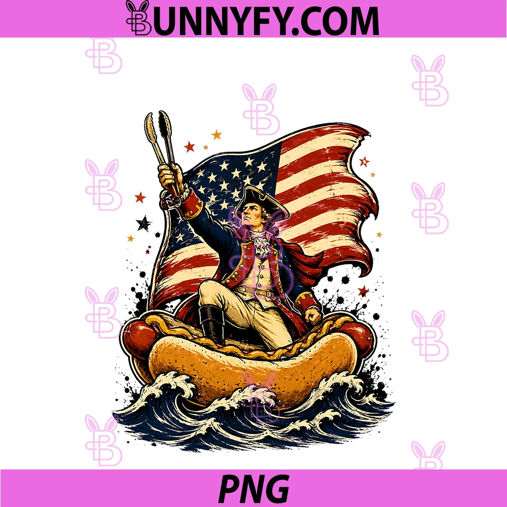 Delaware Dog PNG, Funny George Washington Hotdog Patriotic PNG