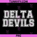 Delta Devils Bold College Style Text PNG, Vintage Varsity Lettering Design PNG