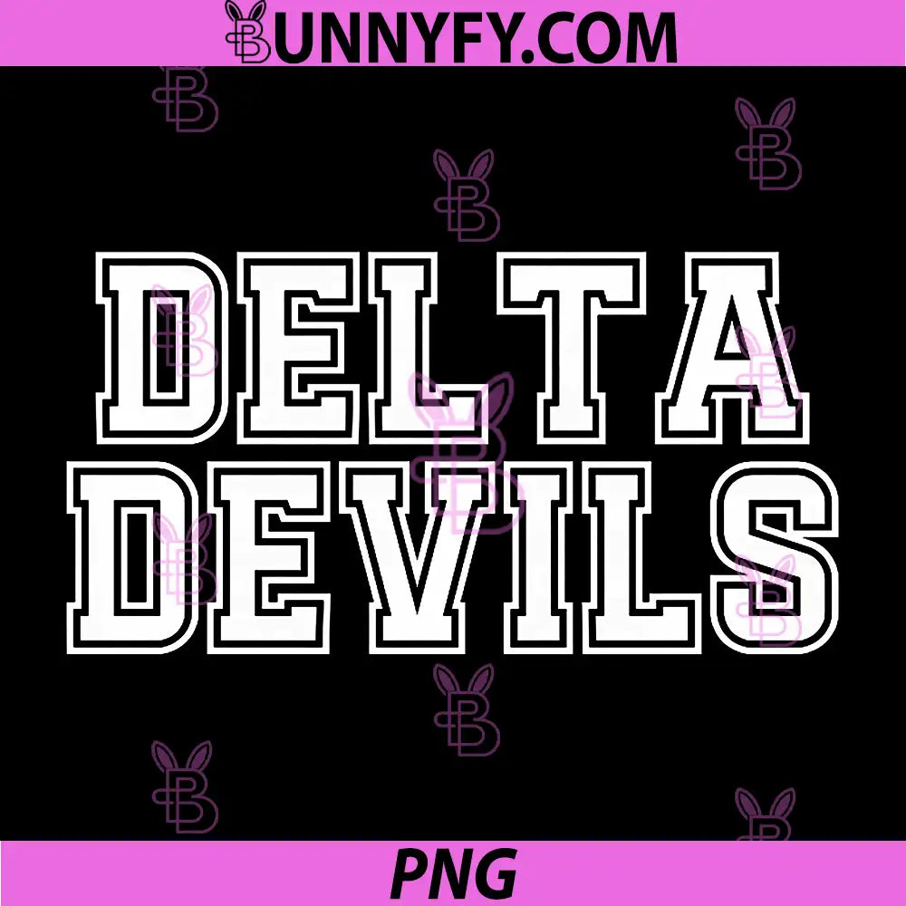 Delta Devils Bold College Style Text PNG, Vintage Varsity Lettering Design PNG