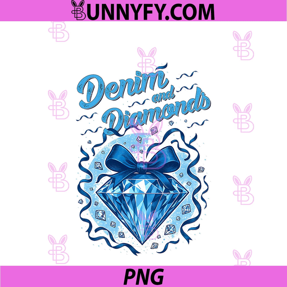 Denim And Diamonds PNG, Bow Ladies Girls PNG