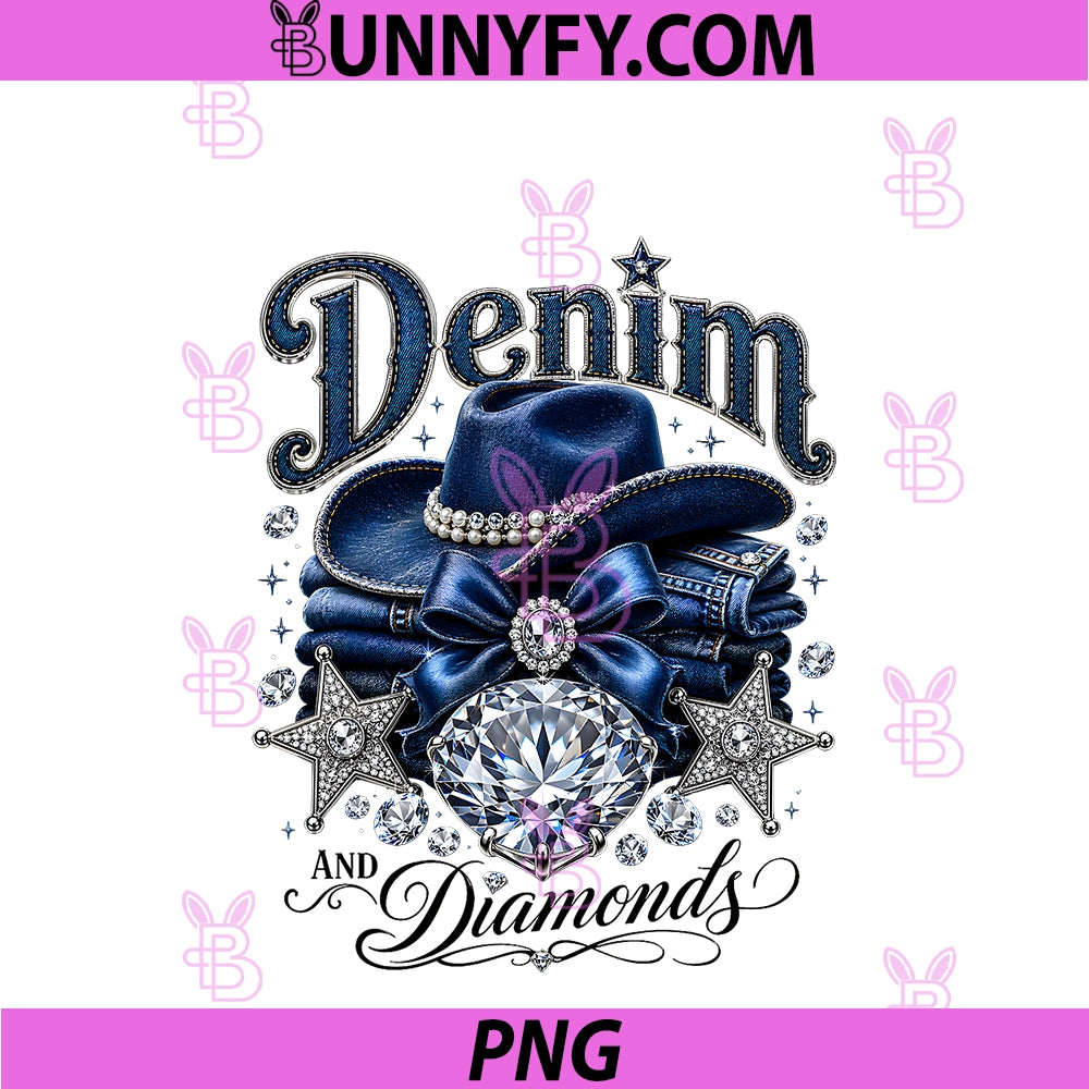 Denim And Diamonds PNG, Western Cowgirl Glam Style PNG