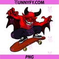 Devil Skateboard PNG, Red Demon Skater Graphic Design