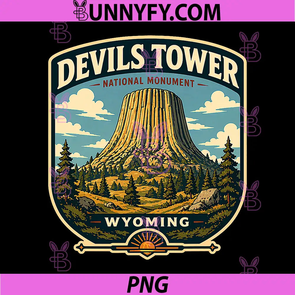 Devils Tower Monument Family Trip PNG, Wyoming Nature PNG