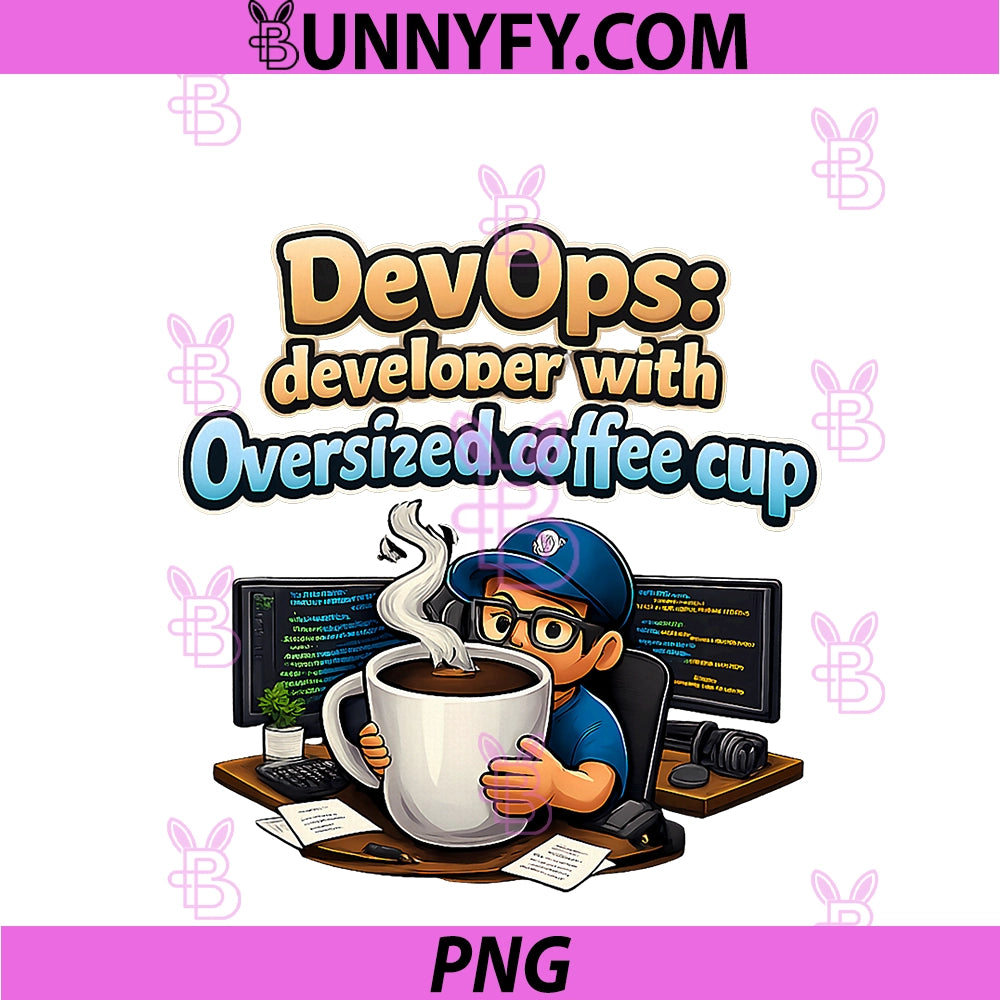 Devops Oversized Coffee Cup PNG, Programmer Adulting Humor PNG