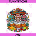 Dia De Los Muertos PNG, Three Glasses Of Bourbon Floral Skulls PNG