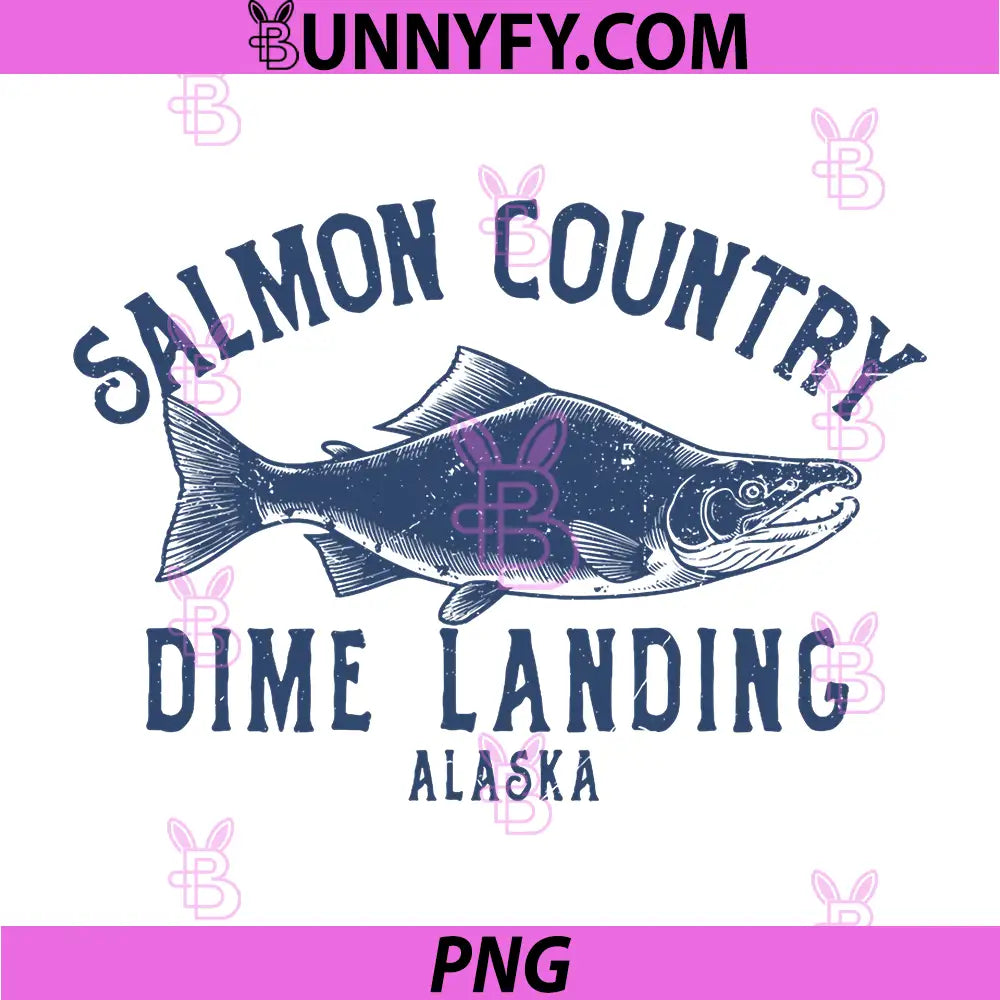 Dime Landing Alaska PNG, Salmon Country Coastal Nature Design PNG