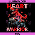 Heart Warrior T Rex Monster Truck Design PNG, Dinosaur Heart Awareness PNG