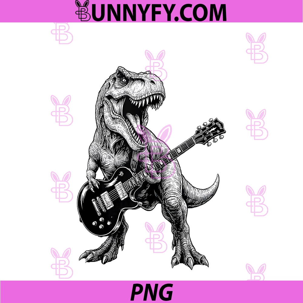 Dinosaur T-Rex PNG, Playing Guitar Rock Funny PNG