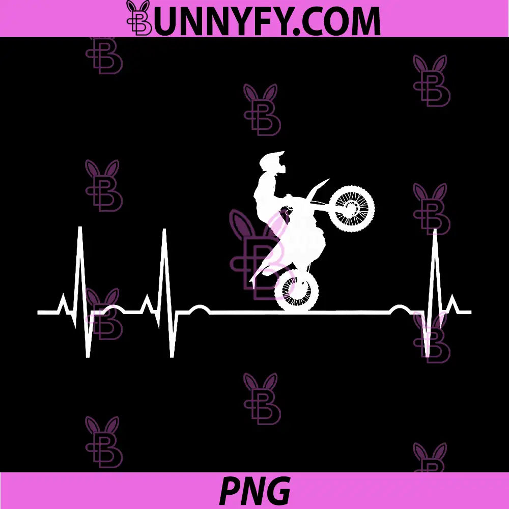 Dirt Bike Heartbeat PNG, Funny EKG Motocross Race Riders PNG