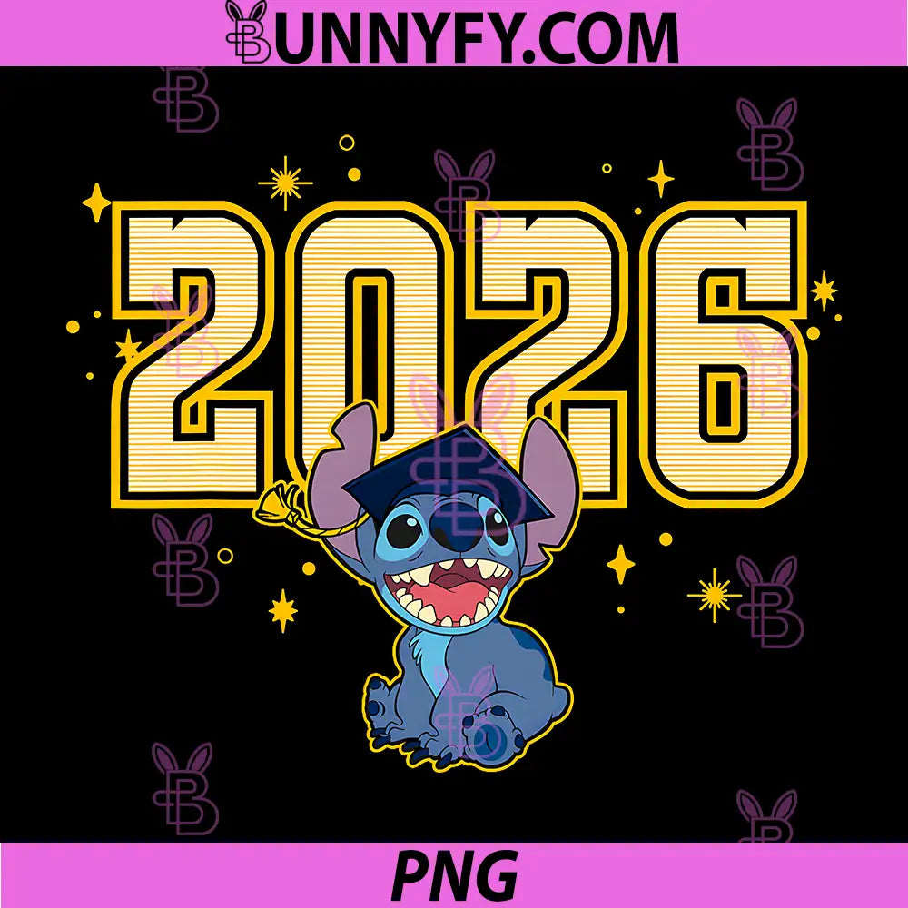 Disney Lilo & Stitch Graduation PNG, Class of 2026 Stich Grad Cap PNG