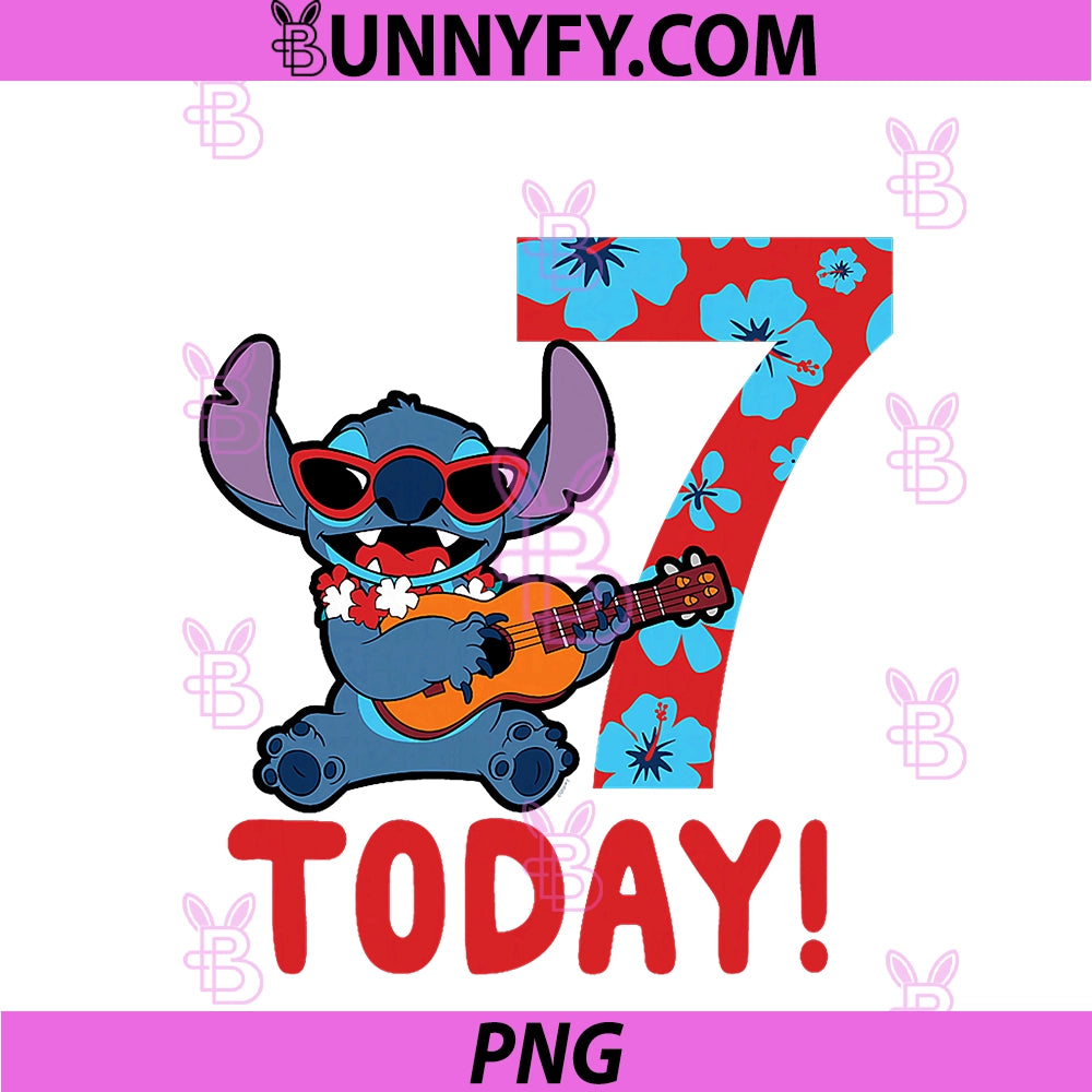 Disney Lilo & Stitch PNG, Tropical Birthday 7 Years Old Today PNG