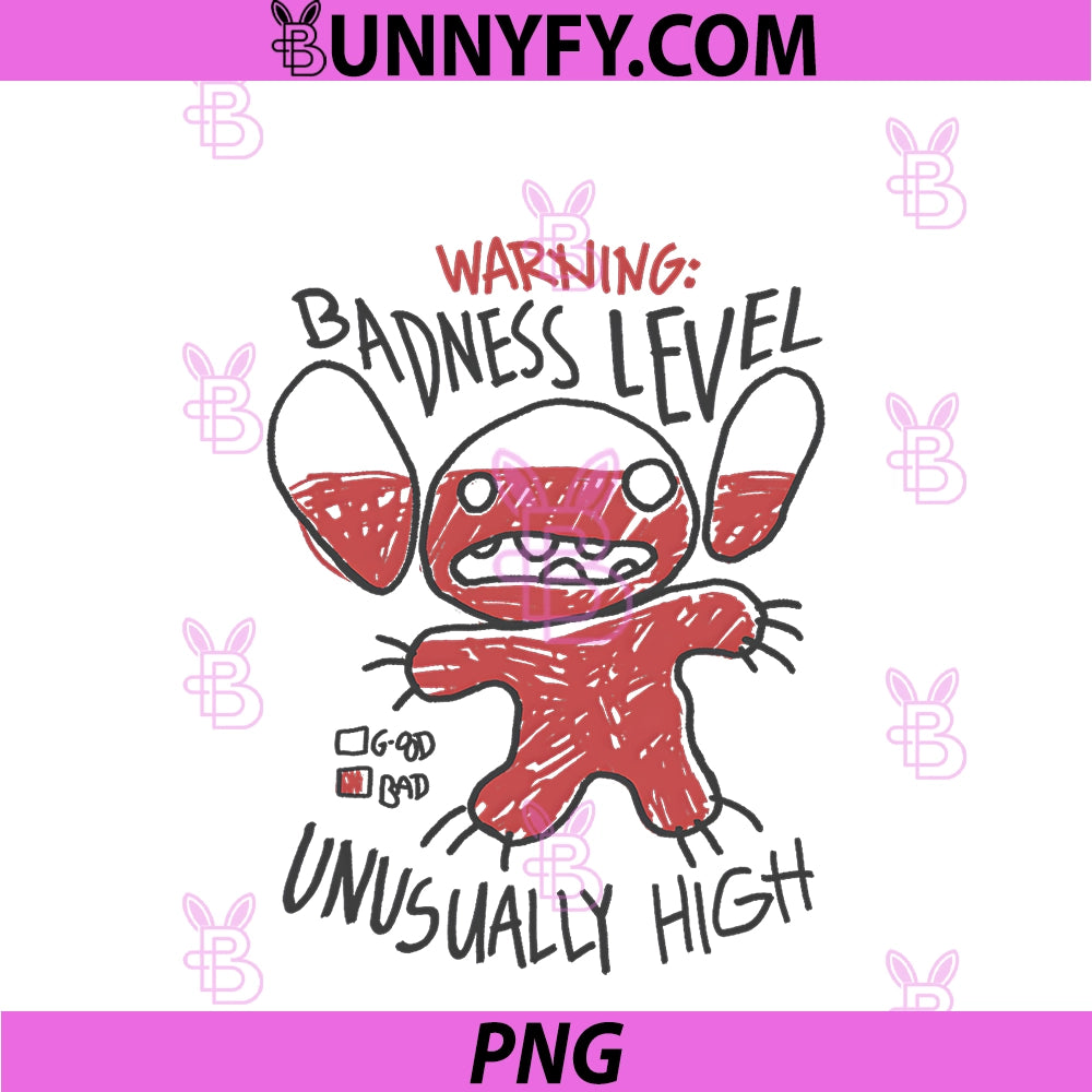 Disney Lilo & Stitch PNG, Warning Badness Level Unusually High PNG